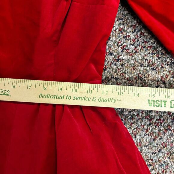 Vintage 1960s Red Velvet Fit & Flare Party Cocktail Dress W/Pillbox Hat Size XS - Picture 11 of 16